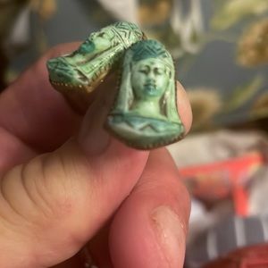 Green budda earrings handmade ,maybe not budda , budda lady or some queen.